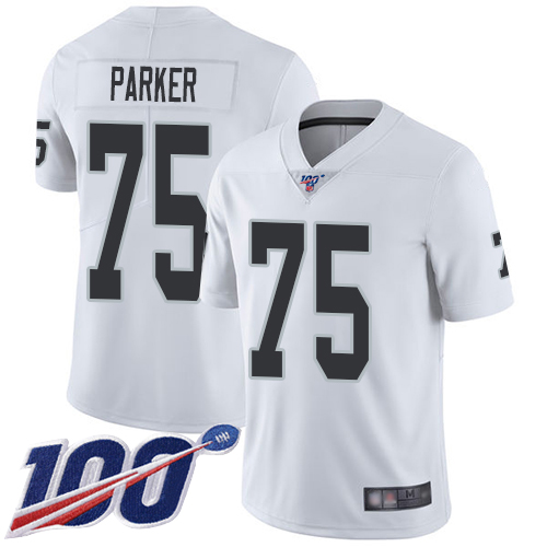 Men Oakland Raiders Limited White Brandon Parker Road Jersey NFL Football #75 100th Season Vapor Jersey->nfl t-shirts->Sports Accessory